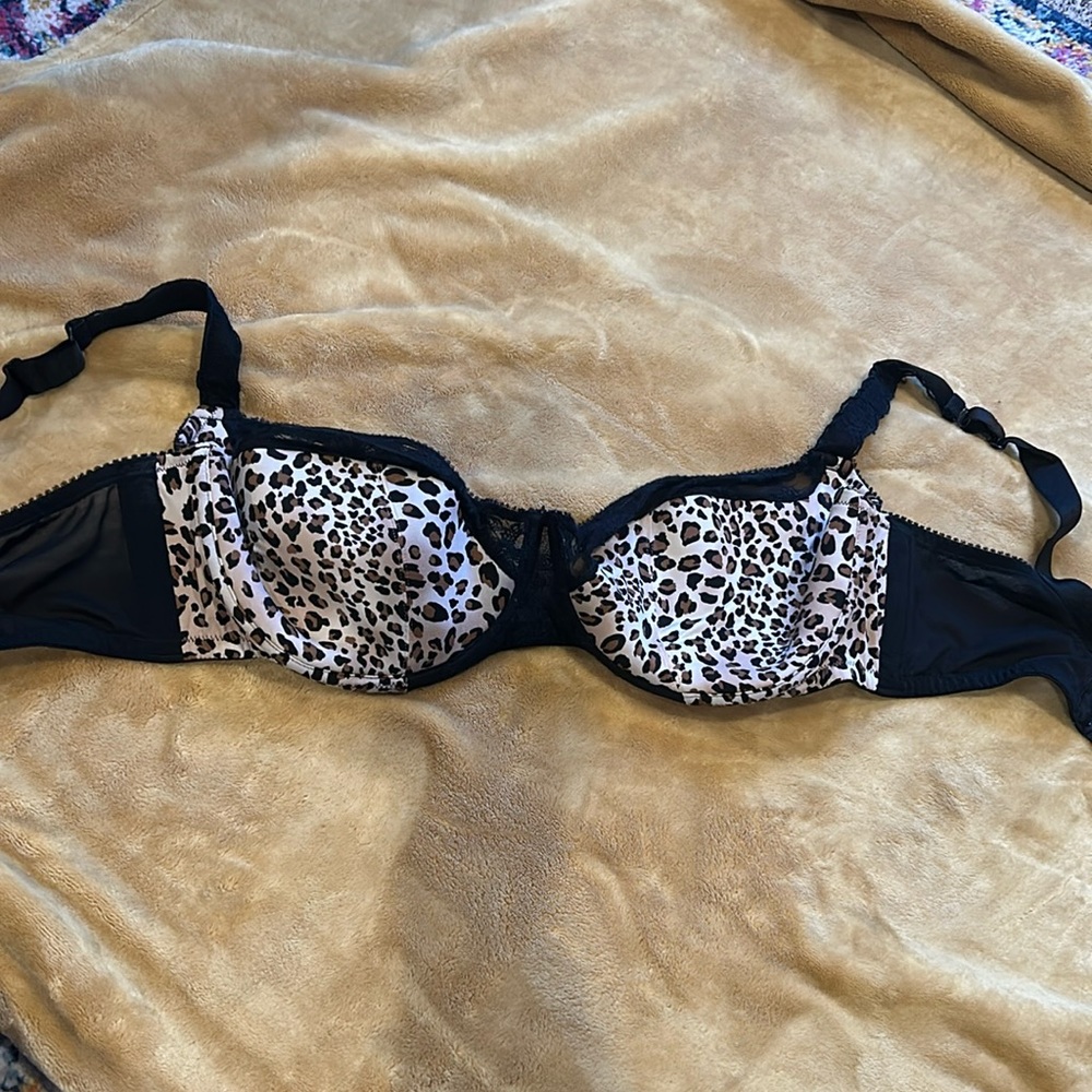 Leopard print 38G cacique bra. Sexy lace like design.
